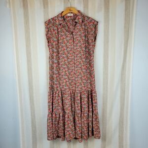 Natural Life Midi Shirt Dress Ditsy Floral Colorful Size Medium
